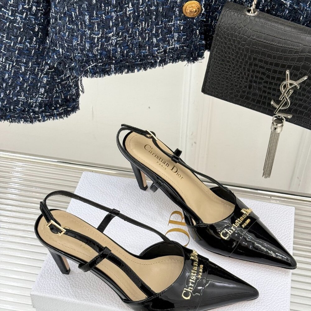 Premium Dior Black Ribbed Heels - Picture 3 of 8